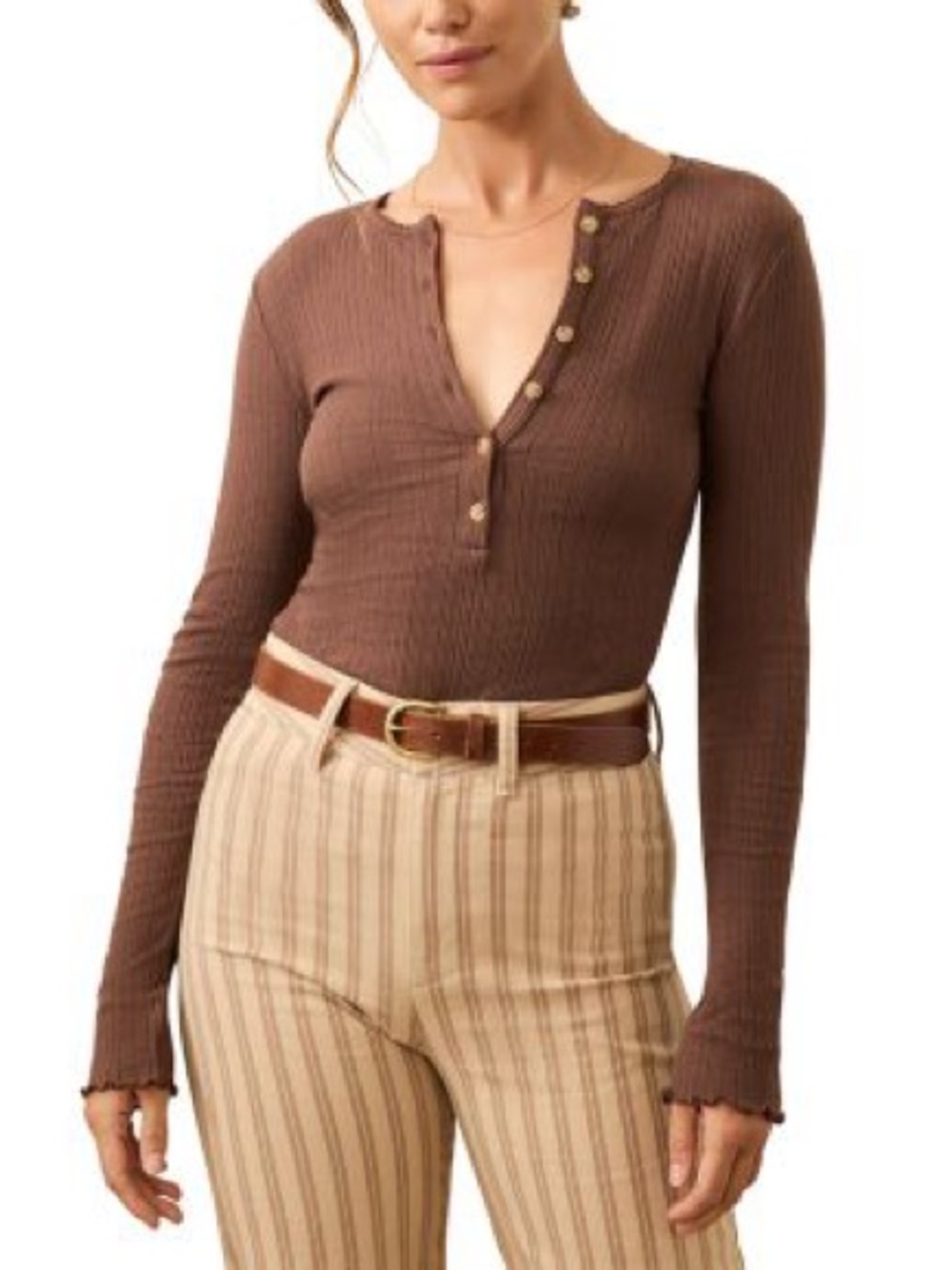 Faherty Paradise Pointelle Henley Sweater NWT